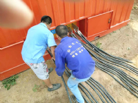 供熱管道電預熱施工現場